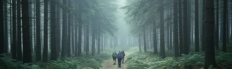 Senderistas en bosque