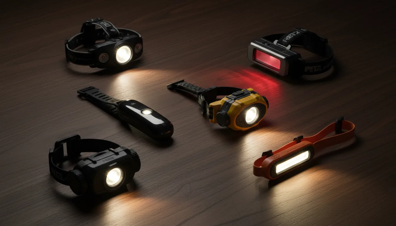 Seis linternas frontales LED en grid