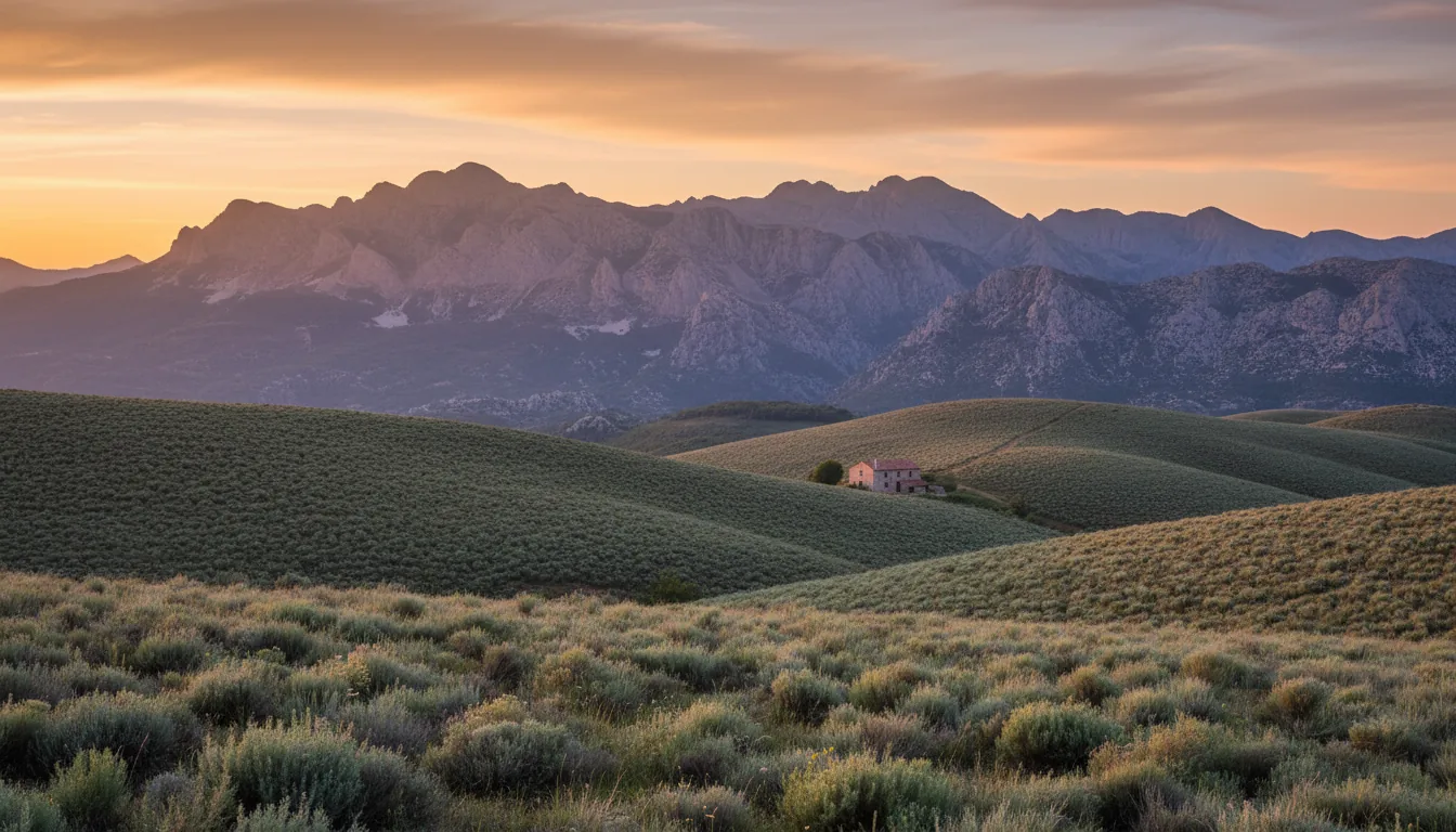 Sierra Mariola con campos de hierbas