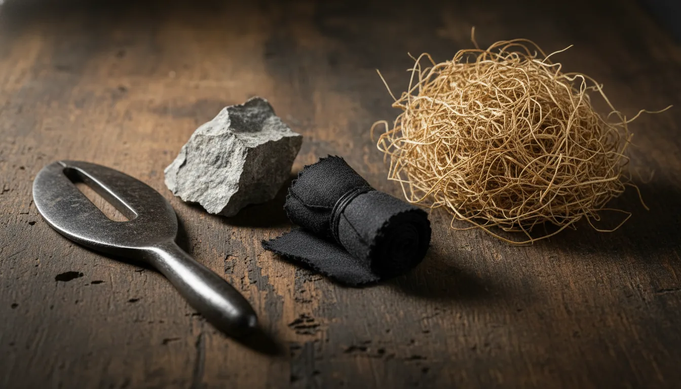 Set tradicional de fire striker con flint, charcloth y yesca natural