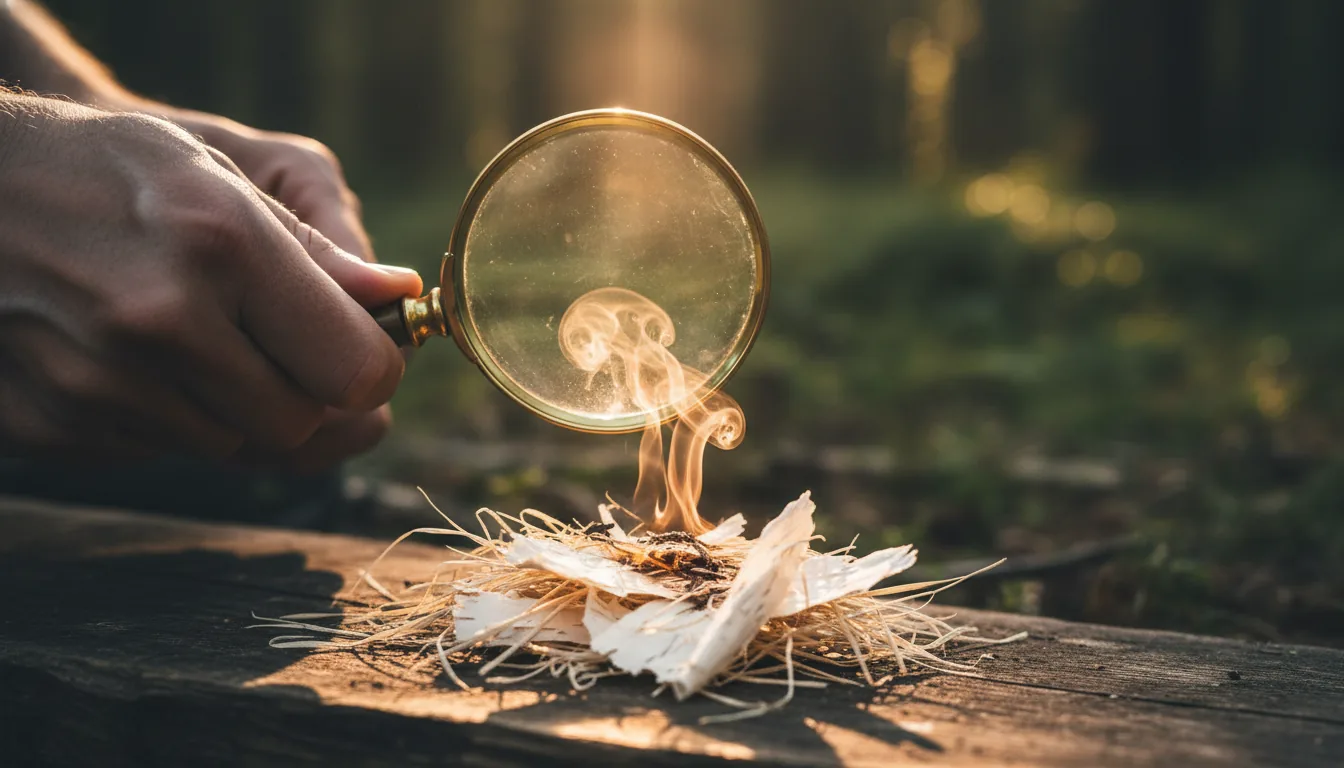 Set de bow drill montado: arco, spindle, fireboard y socket