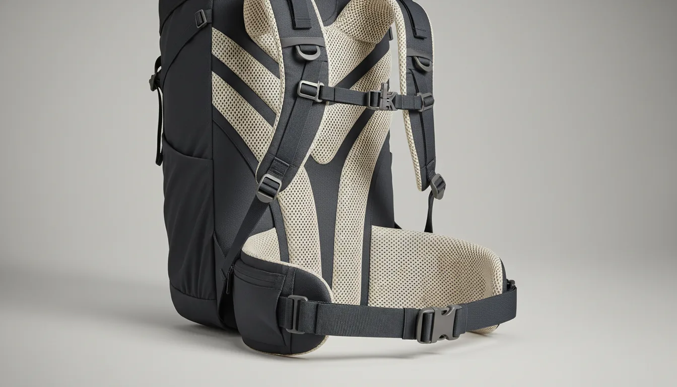 Detalle del sistema de espalda con ventilación